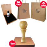 Carimbo Personalizado 12x12cm para sacola Kraft com Carimbeira e Tinta