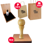 Carimbo Personalizado 8x8cm para sacola Kraft com Carimbeira e Tinta