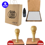 02 Carimbos C/ Sua Logo 15x15 + 10x10 + Almofada + Tinta