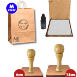 02 Carimbos C/ Sua Logo 12x12 + 6x6 + Almofada + Tinta