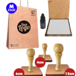 03 Carimbos C/ Sua Logo 12x12 + 6x6 + 4x4 + Almofada + Tinta