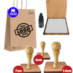 03 Carimbos C/ Sua Logo 14x14 + 7x7 + 4x4 + Almofada + Tinta