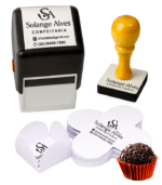 Mini Carimbo para Forminhas de Doces Personalizado 3cm - Automático e Madeira